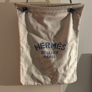 Hermes Beige and Blue Tote Bag